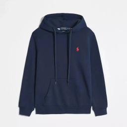 Blue and red logo pullover hoodie